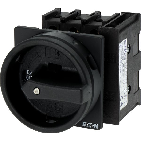 Main switch, P1, 25 A, flush mounting, 3 pole, 1 N/O, 1 N/C, STOP function, With black rotary handle and locking ring, Lockable in the 0 (Off) positio image 9