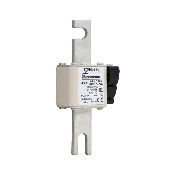 Fuse-link, high speed, 450 A, AC 690 V, compact DIN 1, 45 x 58 x 134 mm, aR, DIN, IEC, type K indicator, 110 mm centres image 9