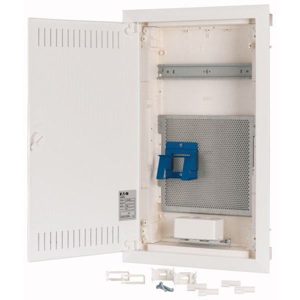 Hollow wall compact distribution board, multimedia, 3-rows, flush sheet steel door image 3