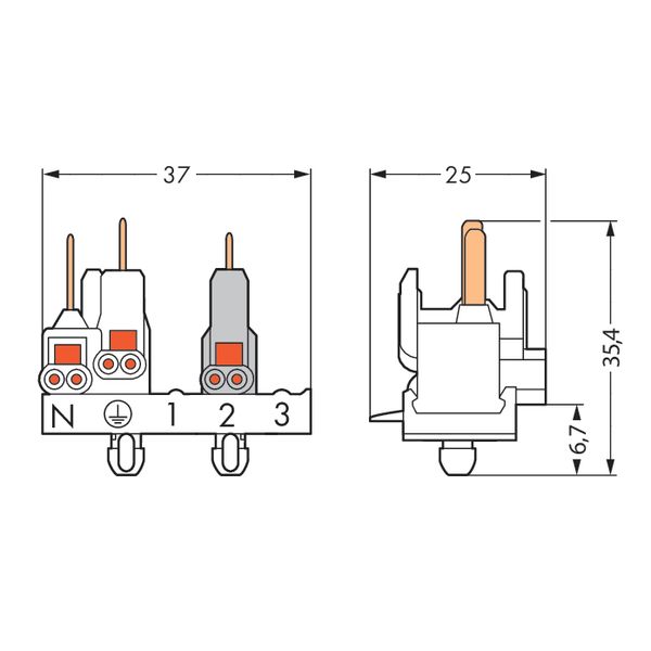Male connector 3-pole 3-pole white image 6