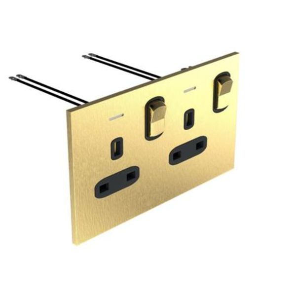 Art d'Arnould - 2 gang BS socket 13A-250V double pole switch with power indicator Epure - Brushed Gold image 1