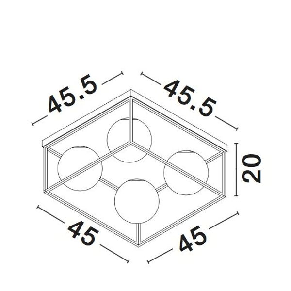 Brass & Black Metal White Opal Glass LED E14 4x12 Watt 230 Volt IP20 Bulb Excluded L: 45 W: 45 H: 20 cm image 1