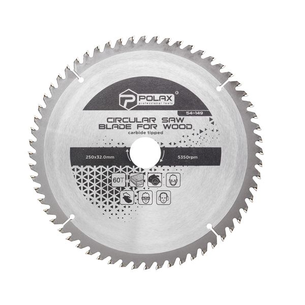 Circular saw blade for wood, carbide tipped 250x32.0/30.0 60Т image 4