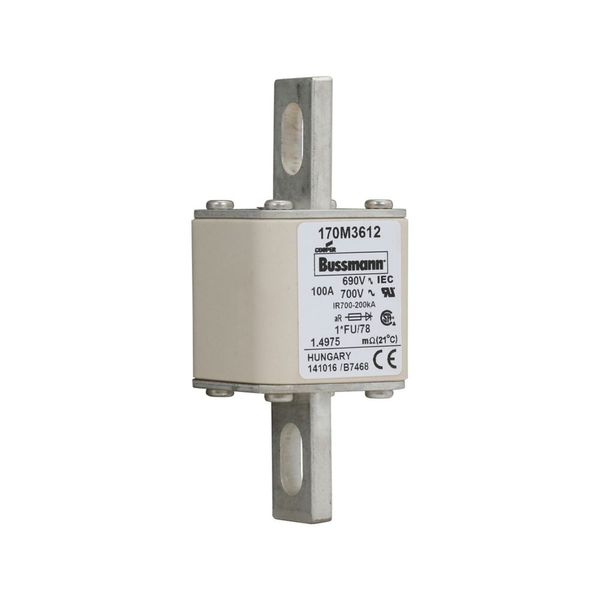 Fuse-link, high speed, 100 A, AC 690 V, compact size 1, 45 x 45 x 110 mm, aR, IEC, UL image 9