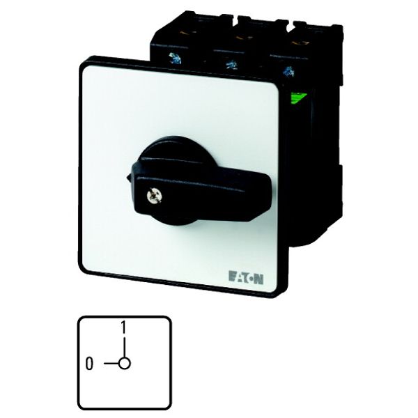 On-Off switch, P3, 100 A, flush mounting, 3 pole, 1 N/O, 1 N/C, with black thumb grip and front plate image 1
