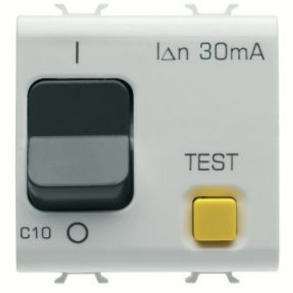 RESIDUAL CURRENT BREAKER WITH OVERCURRENT PROTECTION - C CHARACTERISTIC - CLASS A - 1P+N 10A 230Vac 30mA - 2 MODULES - SATIN WHITE - CHORUSMART image 1