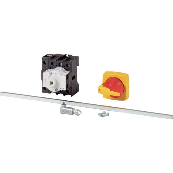 Main switch, P1, 25 A, rear mounting, 3 pole + N, Emergency switching off function, Lockable in the 0 (Off) position, With metal shaft for a control p image 3