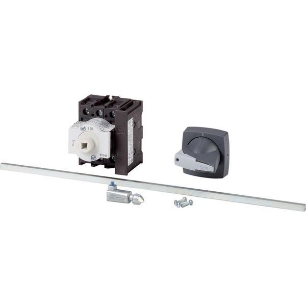 Main switch, P1, 25 A, rear mounting, 3 pole, 1 N/O, 1 N/C, STOP function, with black rotary handle and lock ring (K series), Lockable in the 0 (Off) image 4