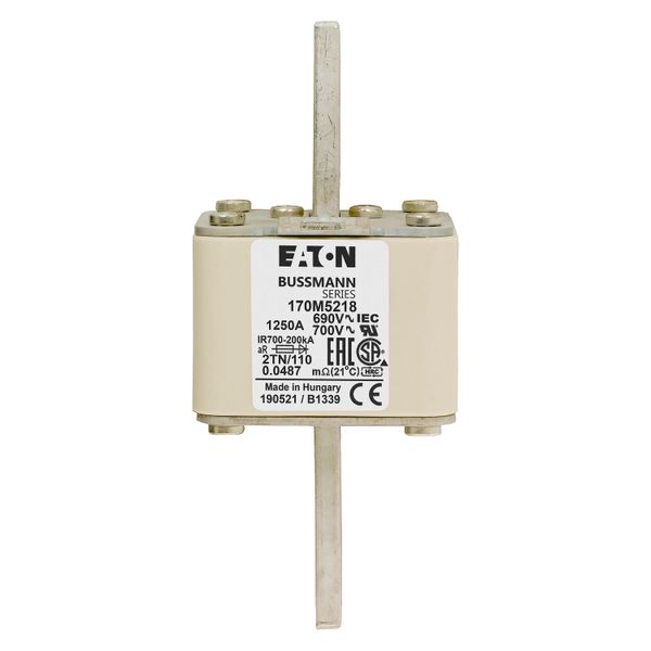 Fuse-link, high speed, 1250 A, AC 600 V, DIN 2, 61 x 75 x 138 mm, aR, DIN, IEC, single indicator image 10