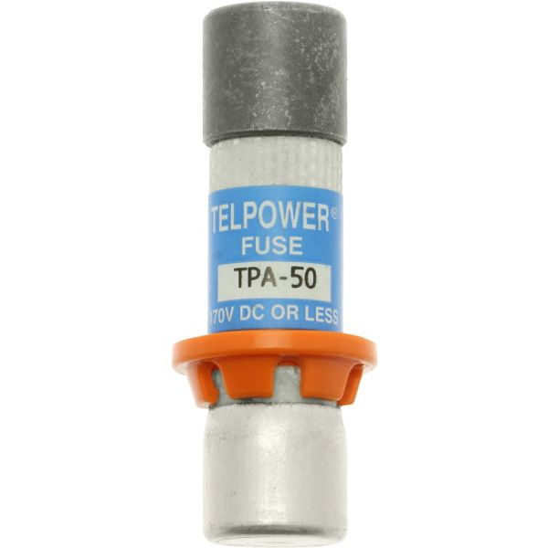 Eaton Bussmann series TPA telecommunication fuse, Indication pin, Orange ring for correct fuse position, 65 Vdc, 25A, 20 kAIC, Non Indicating, Current-limiting, Ferrule end X ferrule end image 1