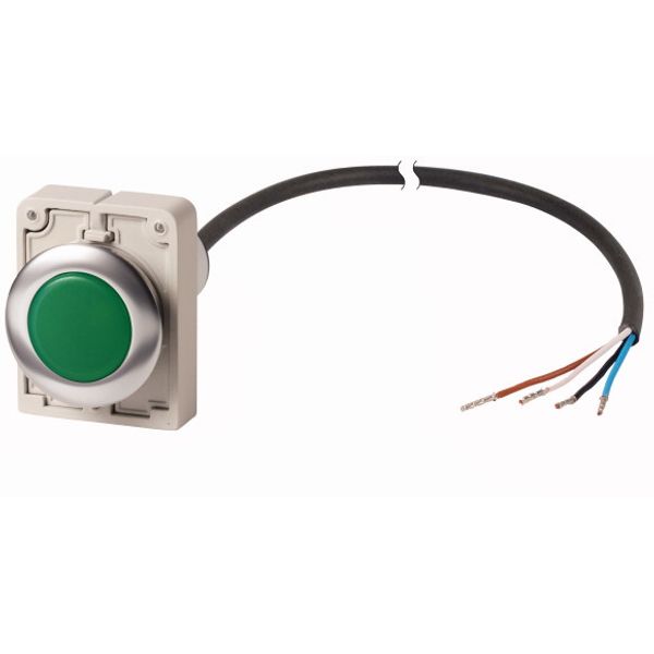 Indicator light, Flat, Cable (black) with non-terminated end, 4 pole, 1 m, Lens green, LED green, 24 V AC/DC image 1