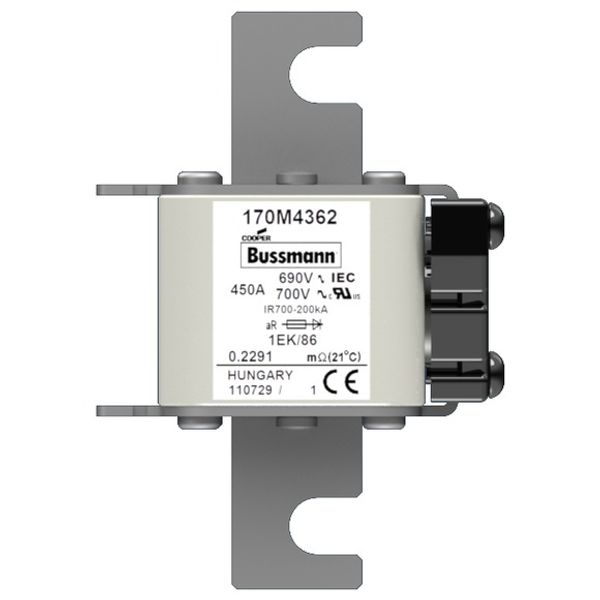 Fuse-link, high speed, 400 A, AC 690 V, size 1, 53 x 69 x 111 mm, aR, IEC, single indicator image 1