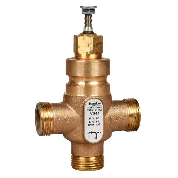 Venta V341 Globe Valve, 3-Way, PN16, G 2-1/4 External Thread, DN40, Kvs 25, Bronze Body, Stainless Steel Trim, Stem Up Closed (A-AB) image 1