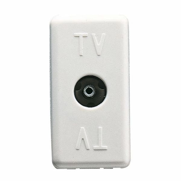 COAXIAL TV RESISTIVE SOCKET-OUTLET - IEC FEMALE CONNECTOR 9,5mm - FEEDTHROUGH 20 dB - 1 MODULE - SYSTEM WHITE image 2