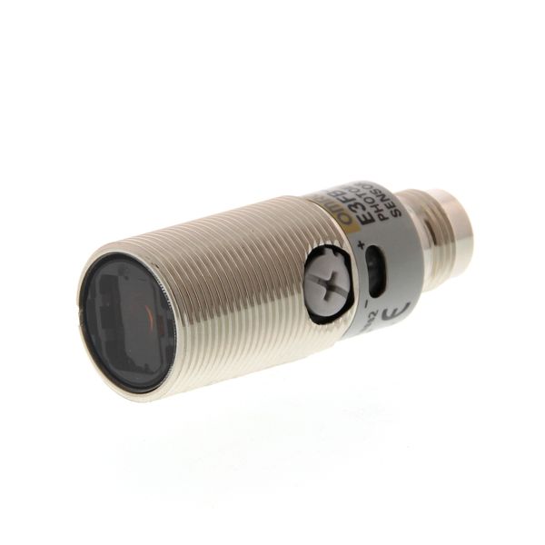 Photoelectric sensor, M18 threaded barrel, metal, red LED, retro-refle image 1