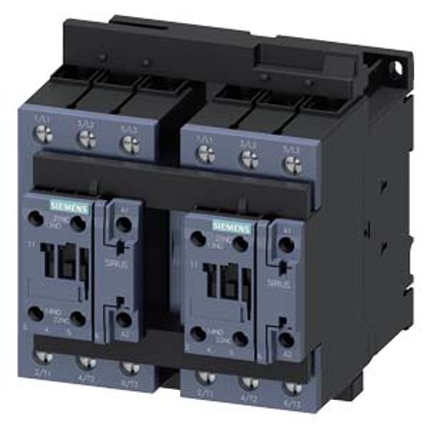 Reversing contactor assembly AC-3, 37 kW/400 V, 20-33 V AC/DC, 2 NO integr. image 1