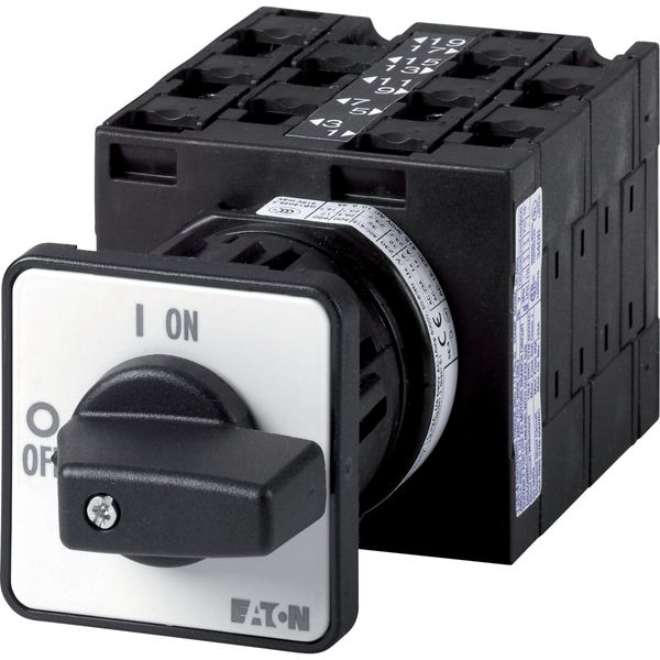 On-Off switch, T3, 32 A, rear mounting, 5 contact unit(s), 9-pole, with black thumb grip and front plate image 2