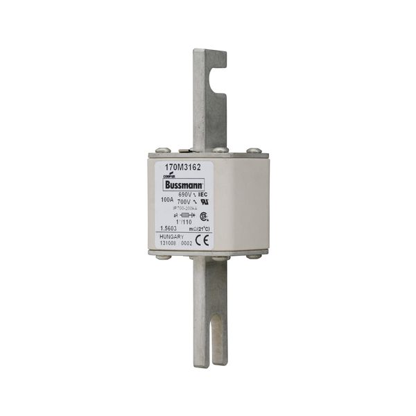 Fuse-link, high speed, 100 A, AC 690 V, compact size 1, 45 x 45 x 134 mm, aR, DIN, IEC, single indicator image 7