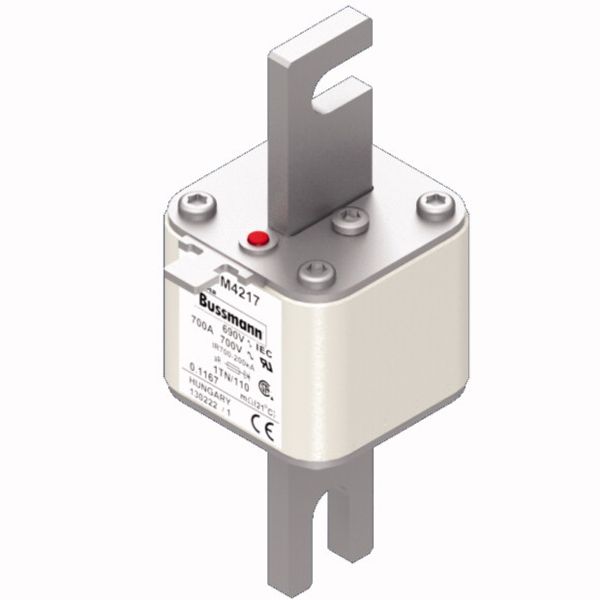 Fuse-link, high speed, 700 A, AC 690 V, DIN 1, 53 x 66 x 138 mm, aR, DIN, IEC, type T indicator image 2