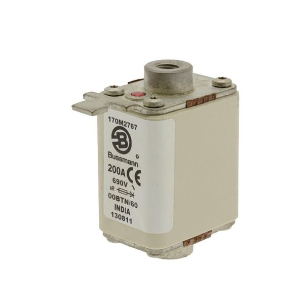 Fuse-link, high speed, 200 A, AC 690 V, size 00, 30 x 62 x 64 mm, aR, IEC, single indicator image 10