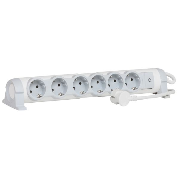 Multi-outlet extension for comfort - 6x2P+E orientable - 1.5 m cord image 2