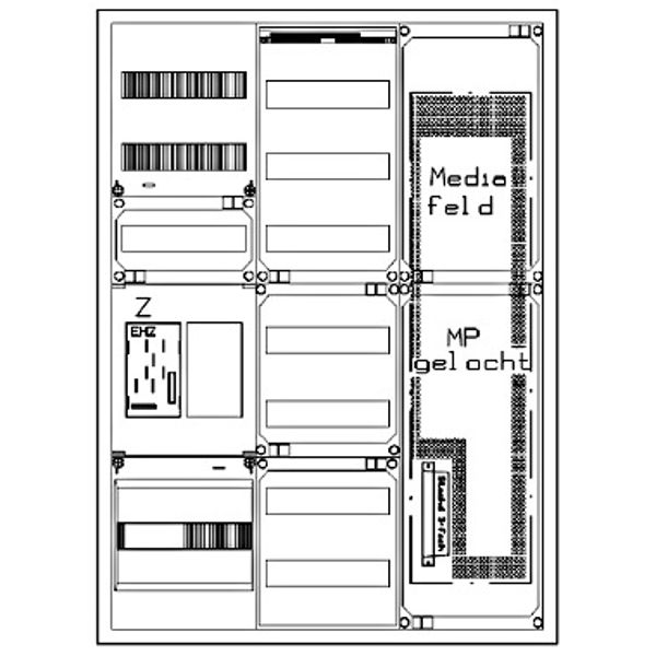 Z„hlerverteiler 1xZF, eHZ, H=1100 B=800 T=210mm, 1xVF, MF image 1