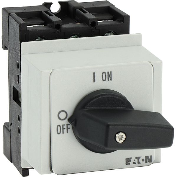 On-Off switch, P1, 32 A, service distribution board mounting, 3 pole, with black thumb grip and front plate image 37