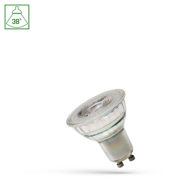 LED GU10 230V 5,5W SMD GLASS 38DEG WW WITH LENS DIMMABLE SPECTRUM image 1