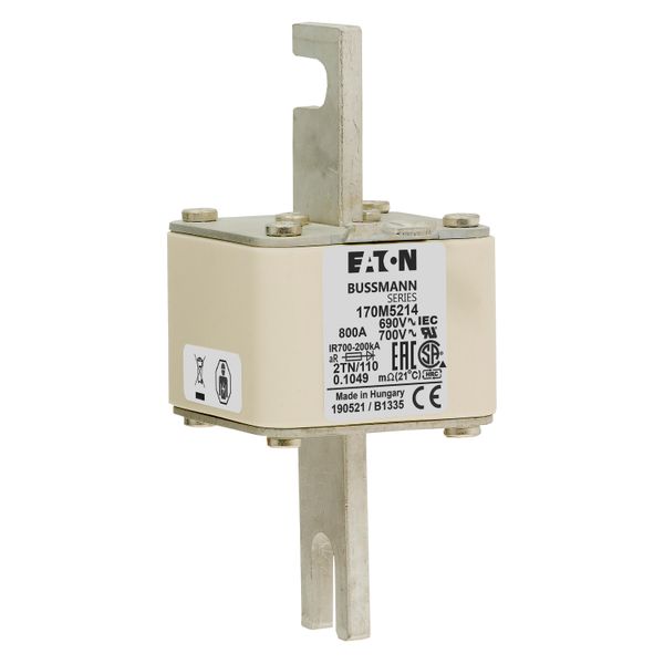 Fuse-link, high speed, 800 A, AC 690 V, DIN 2, 61 x 75 x 138 mm, aR, DIN, IEC, single indicator image 18