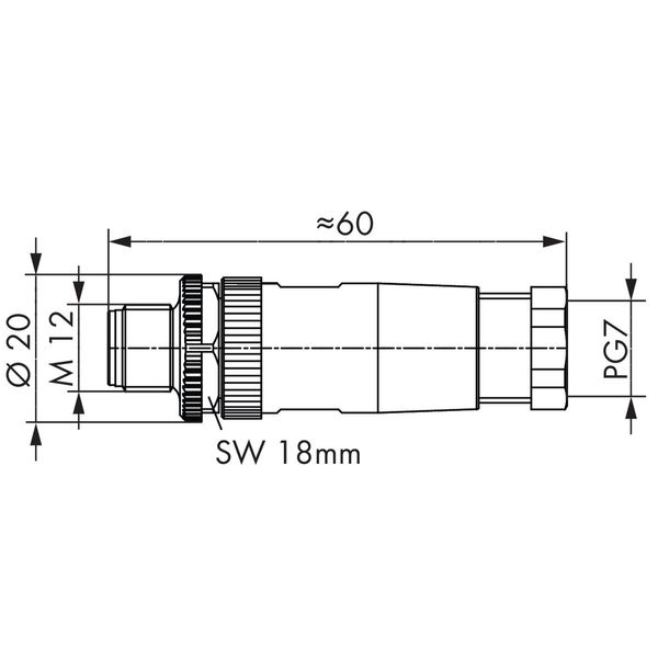 Fitted pluggable connector 5-pole M12 plug, straight, A-coded image 2