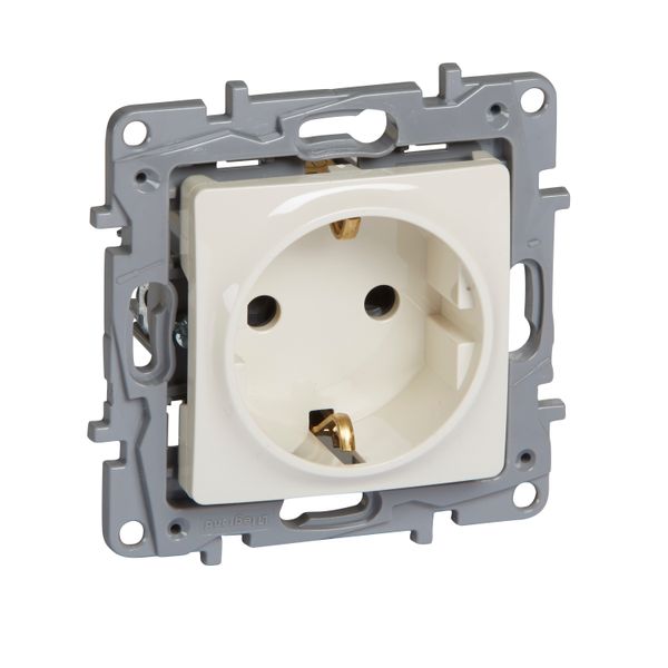 2P+E German standard socket outlet Niloé - with shutters -screw terminals -ivory image 1