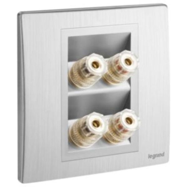 Mallia Senses 2 gang single loudspeaker socket outlet - Brushed Aluminium image 1