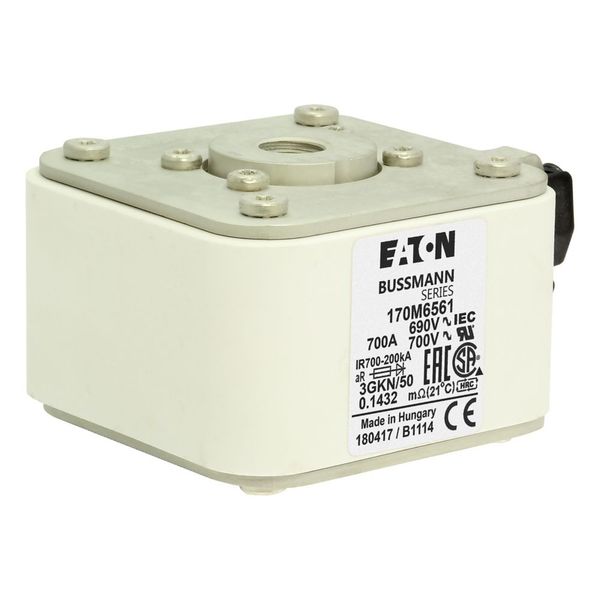 Fuse-link, high speed, 700 A, AC 690 V, size 3, 76 x 92 x 53 mm, aR, IEC, UL, type K indicator image 9