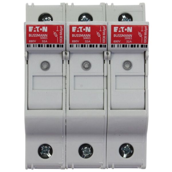 Fuse-holder, LV, 30 A, AC 600 V, 10 x 38 mm, 3P+N, UL, IEC, DIN rail mount image 1