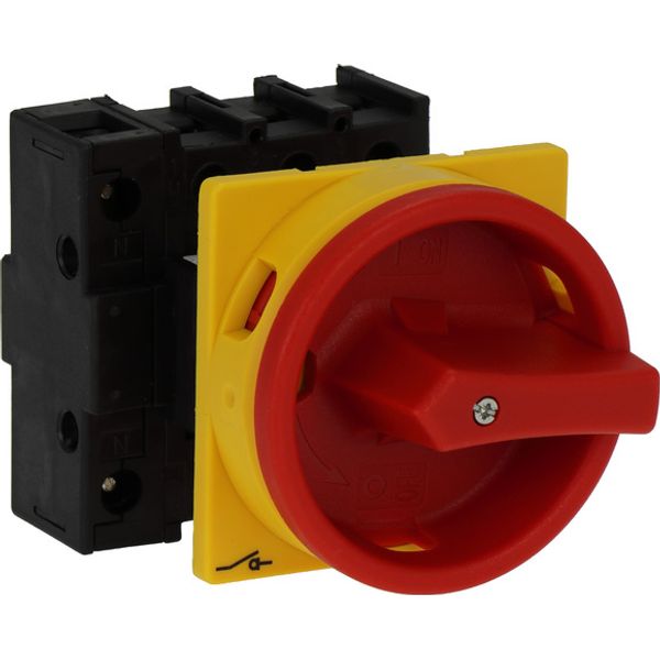 Main switch, P1, 40 A, flush mounting, 3 pole + N, Emergency switching off function, With red rotary handle and yellow locking ring, Lockable in the 0 image 2