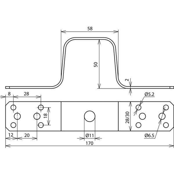 Bridging bracket L 170mm Al with central bore image 2