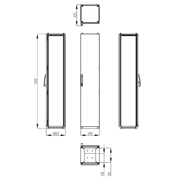 Modular enclosure 1 door IP55 H=2000 W=400 D=400 mm image 3