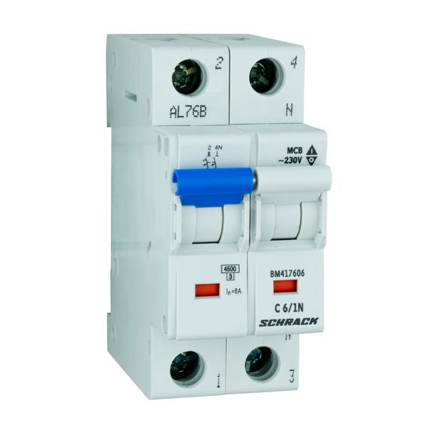 Miniature Circuit Breaker (MCB) C, 6A, 1+N, 4.5KA image 1