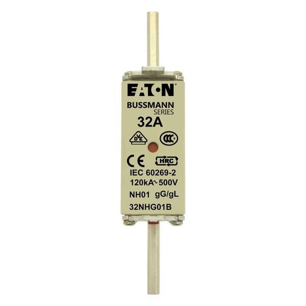 Fuse-link, LV, 32 A, AC 500 V, NH01, gL/gG, IEC, dual indicator, live gripping lugs image 12