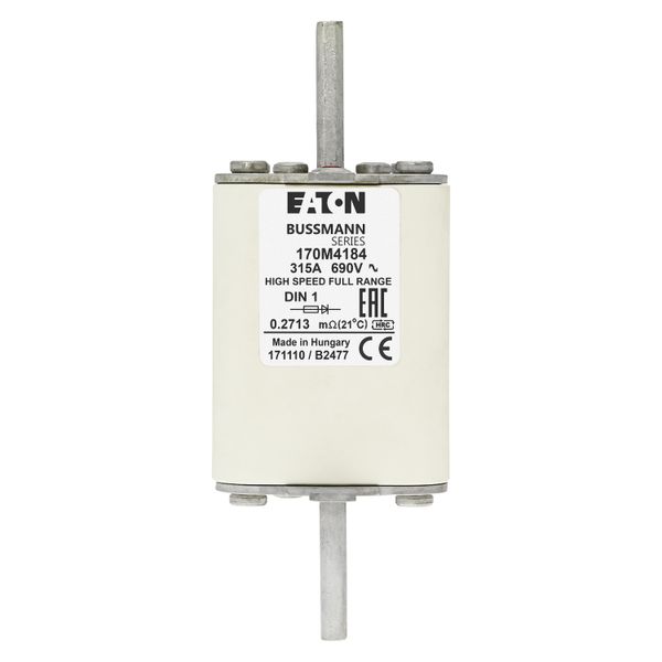 Fuse-link, high speed, 315 A, AC 690 V, DIN 1, 52 x 66 x 135 mm, gR, DIN, IEC, single indicator image 16