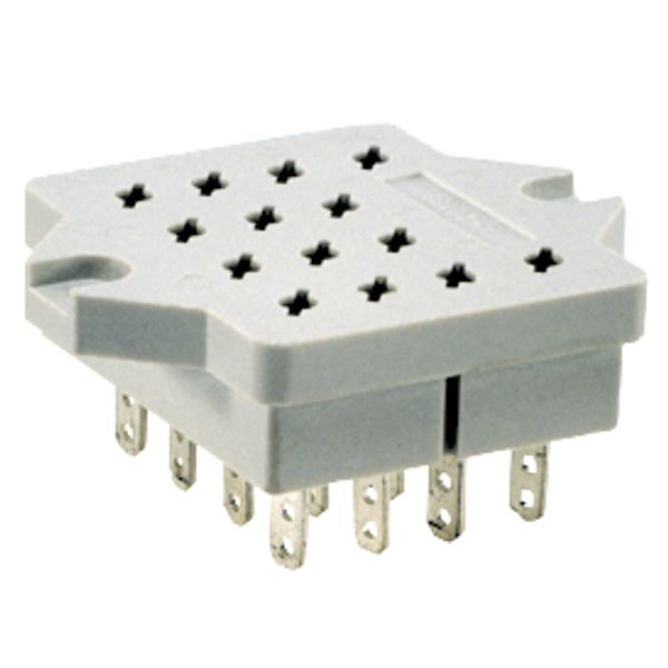 Socket for relays: R15 4 CO.  Solder terminals. Dimension 50 x 42 x 23 mm. Four poles. Rated load 10 A image 1