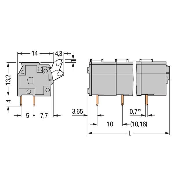 PCB terminal block push-button 2.5 mm² gray image 2