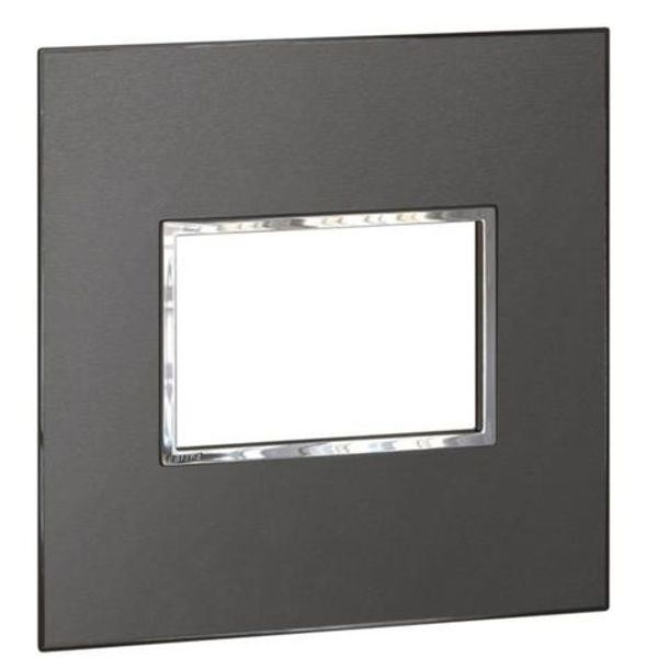 Arteor™ - American and South African standard plate square version 3 modules for 4'' x 4'' box - Brushed Metal - Black image 1