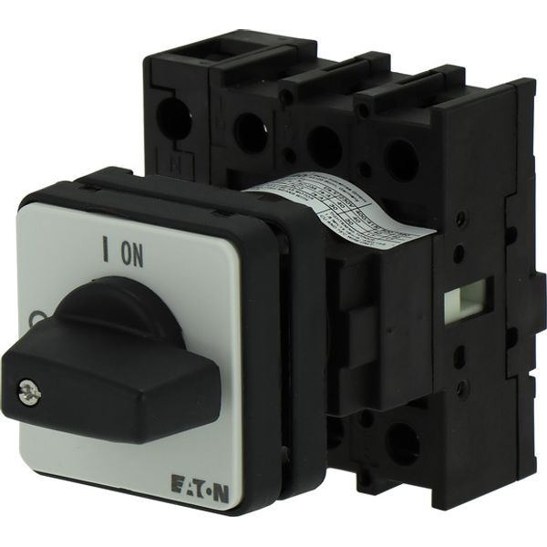 On-Off switch, P1, 40 A, centre mounting, 3 pole + N, with black thumb grip and front plate image 4