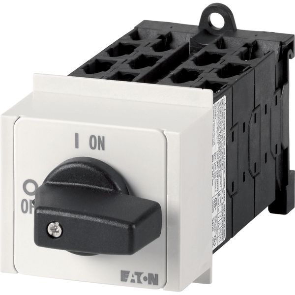 On-Off switch, T0, 20 A, service distribution board mounting, 6 contact unit(s), 12-pole, with black thumb grip and front plate image 4