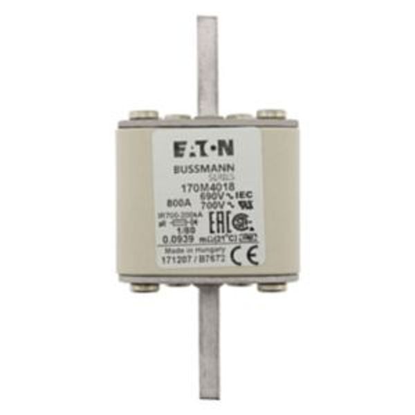 Fuse-link, high speed, 800 A, AC 690 V, DIN 1, 53 x 53 x 108 mm, aR, DIN, IEC, single indicator image 4