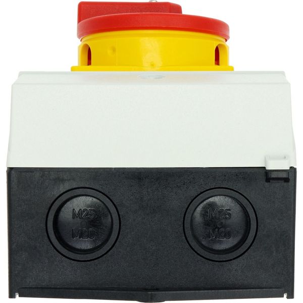 Main switch, P1, 32 A, surface mounting, 3 pole, Emergency switching off function, With red rotary handle and yellow locking ring, Lockable in the 0 ( image 53