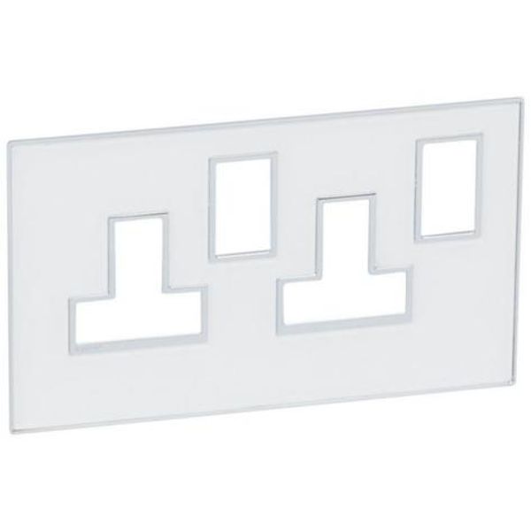 Arteor™ - Plate - BS - square - for switched sockets 2-gang - Mirror White image 1