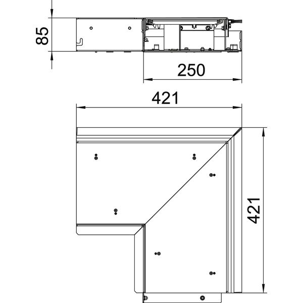 OKB IE 25085 ON Internal corner with brush bar 421x421x87 image 2