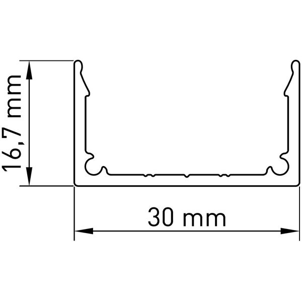 Aluminium profile LBK, L-2000mm W-30mm H-16,7mm image 2